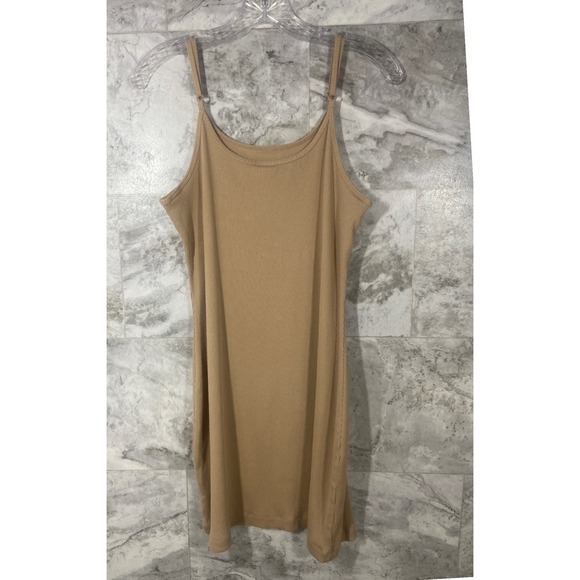Nike Women's Ribbed Tank Dress Tan Beige Sz Large Bodycon Athleisure Y2K - Picture 2 of 8